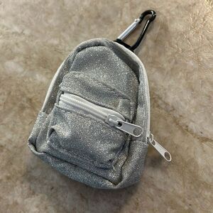 Mini Silver Metallic Backpack Keychain